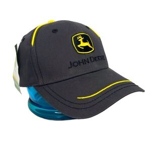 John Deere Charcoal Gray Hat‎ Yellow Piping